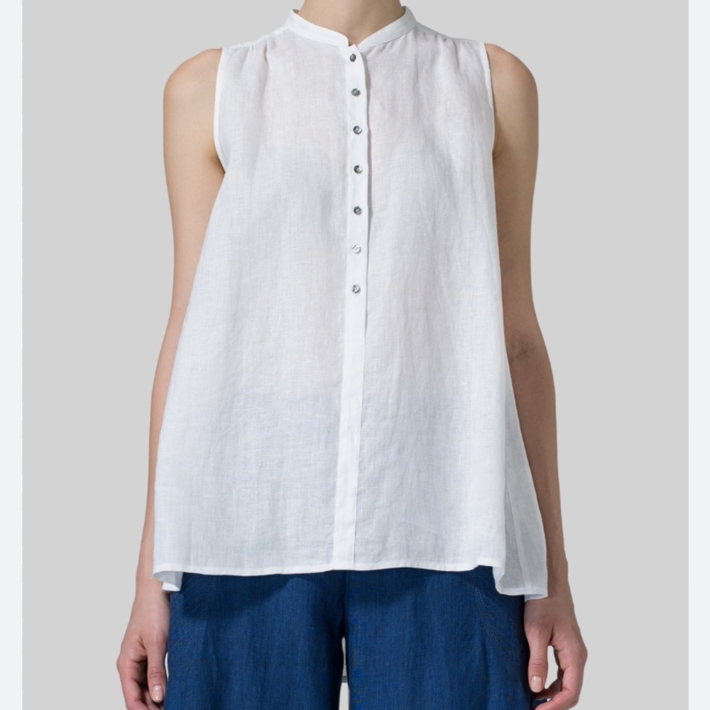 TAHARI White 100% Linen Boho Lagenlook
Contemporary Oversized Tunic Top